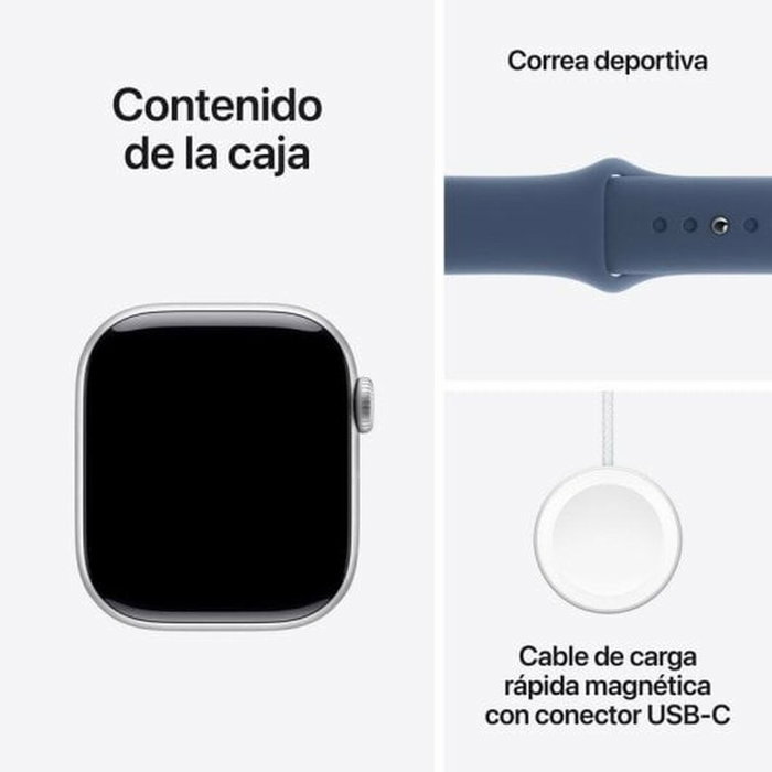 Apple Watch Series 10 GPS + Cellular 42mm Aluminio Plateado con Correa Deportiva Azul Denim