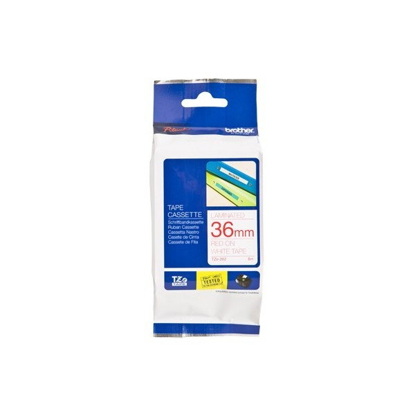Brother Cinta Laminada TZe-262 36mm Rojo sobre Blanco Brother Cinta Laminada TZe-262 36mm Rojo sobre Blanco