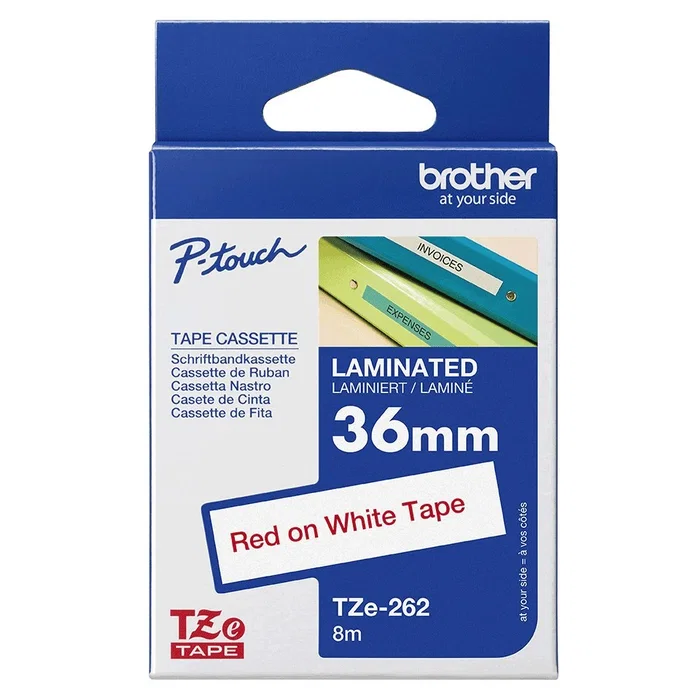 Brother TZe-262 Cinta Laminada 36mm Rojo sobre Blanco