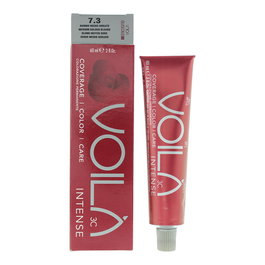 Voila 3C Intense, Tinte permanente para el cabello, 7.3 Medium Golden Blonde, 60 ml