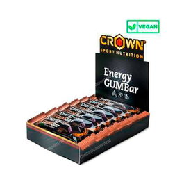 CROWN SPORT NUTRITION Energy Gum Bar Cola + Cafeína 12x30g - Barrita Energética Gominola - Vegano