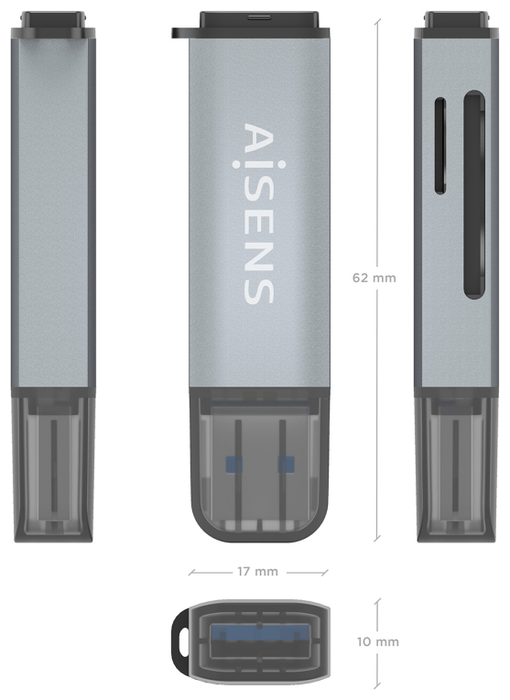 AISENS Lector de Tarjetas ASCR-2A09-GR Gris AISENS Lector de Tarjetas ASCR-2A09-GR Gris