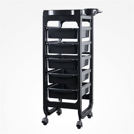 Bifull Carrito Auxiliar Renzo con 5 Cajones, Bandeja Superior y Soporte para Secador, Ruedas Silenciosas, 89x41x43.5 cm