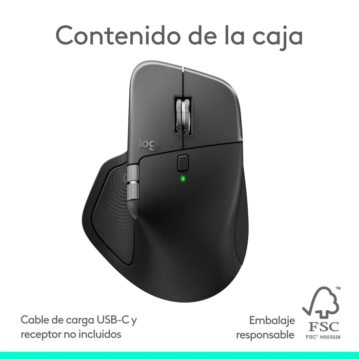 Logitech MX Master 4 for Mac Ratón Inalámbrico Bluetooth Ergonómico para Mano Derecha Laser 8000 DPI, 910-007577, Blanco Plata, con Carga USB-C y Botón Rueda MagSpeed