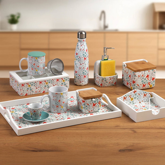 Versa Set De 2 Libros De Decoracion Fiorella 18x7 cm Lienzo, Madera MDF (2 Unidades)