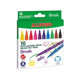 Rotulador Fibra Alpino Brush Punta Pincel Estuche De 10
