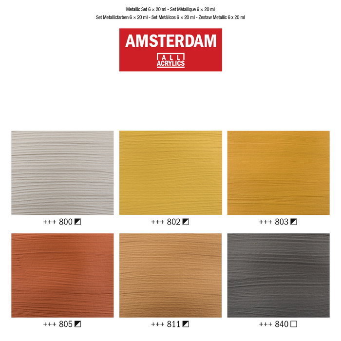 Amsterdam Set de Acrílicos Metálicos 6 x 20 ml