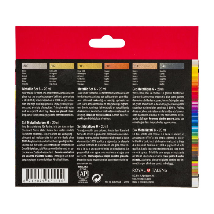 Amsterdam Set de Acrílicos Metálicos 6 x 20 ml
