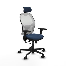 PIQUERAS Y CRESPO Silla de oficina Jorquera con mecanismo Sincro/Traslack, Azul marino y Blanco