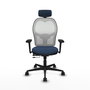 PIQUERAS Y CRESPO Silla de oficina Jorquera con mecanismo Sincro/Traslack, Azul marino y Blanco