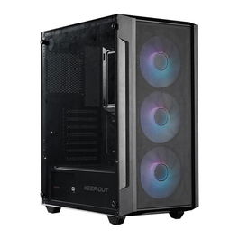 Keep Out Caja M-ATX KO XC-200 RGB, Torre Gaming con Cristal Templado, 3 Ventiladores RGB, Compatible ATX, Micro-ATX, Mini-ITX