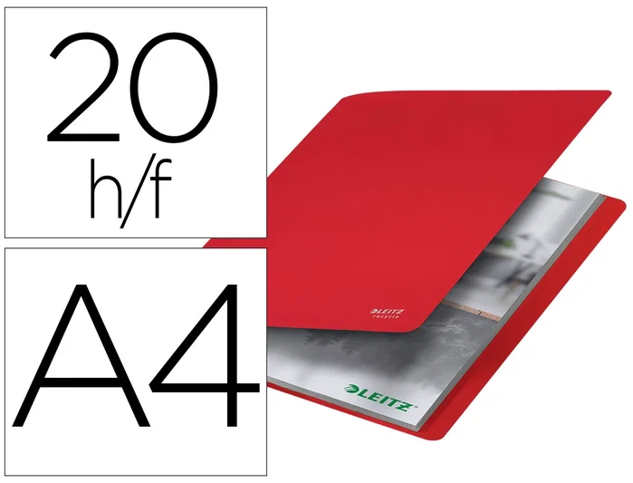 Leitz Carpeta Recycle con 20 fundas, A4, Rojo Leitz Carpeta Recycle con 20 fundas, A4, Rojo