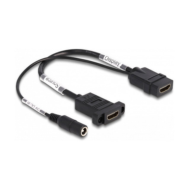 DeLOCK 87038 Cable HDMI 4K 60 Hz con alimentación CC 2,1 x 5,5 mm, 0,30 m DeLOCK 87038 Cable HDMI 4K 60 Hz con alimentación CC 2,1 x 5,5 mm, 0,30 m