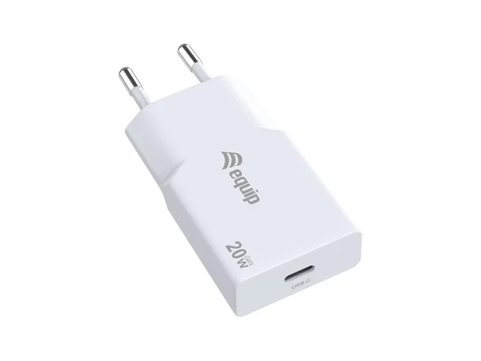 Equip 245521 Cargador USB-C GaN Slim 20W Blanco - Tecnología Power Delivery 3.0 y Quick Charge 3.0, 1 Puerto, Carga Rápida, Universal, 100-240V, Protección Integral