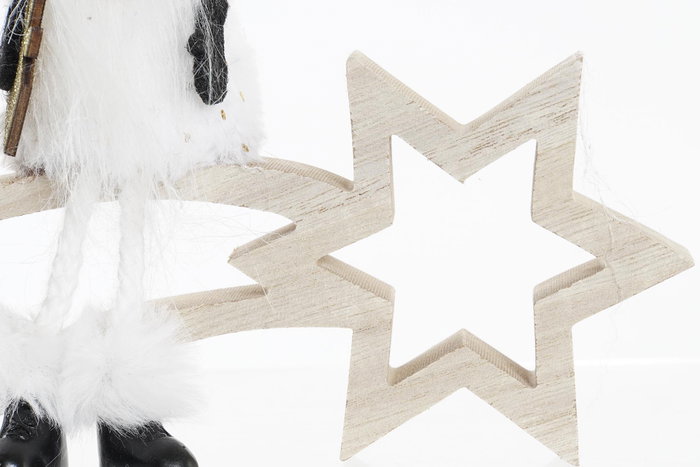 DKD Home Decor Figura Navidad Moderna Negro Blanco Poliester MDF 6 x 19 x 18 cm (2 Unidades)