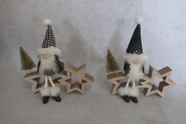 DKD Home Decor Figura Navidad Moderna Negro Blanco Poliester MDF 6 x 19 x 18 cm (2 Unidades)