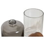 DKD Home Decor Set de 2 Accesorios de Baño de Cristal y Acacia Gris