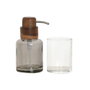 DKD Home Decor Set de 2 Accesorios de Baño de Cristal y Acacia Gris