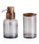 DKD Home Decor Set de 2 Accesorios de Baño de Cristal y Acacia Gris