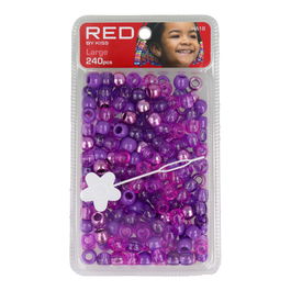 Red Kiss L Hair Beads 240 Pcs (Purp Asst) - Abalorios para el cabello