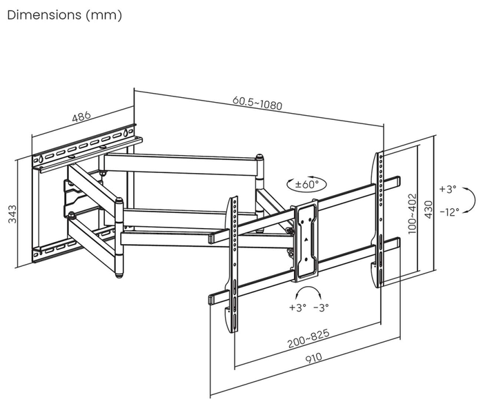 Aisens Soporte de Pared WT90TSLE-387 para Monitores y TV de 43-90 pulgadas, 60kg