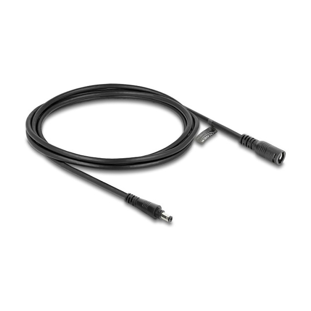 DeLOCK Cable de extensión DC 5,5 x 2,5 mm con bloqueo de bayoneta, 2 m, negro