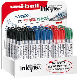 Uni-ball inkview pwb-202 expositor de 36 marcadores de pizarra blanca - punta conica 1.8-2.2mm - zona transparente para