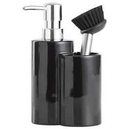 Day Dispensador con Cepillo Surtido Cerámica Plástico Blanco Negro Capacidad 350ml