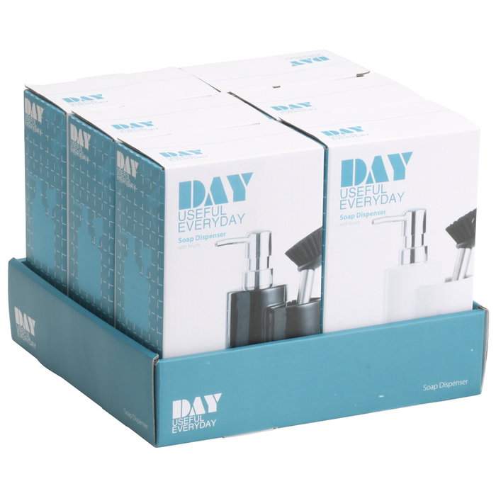 Day Dispensador con Cepillo Surtido Cerámica Plástico Blanco Negro Capacidad 350ml