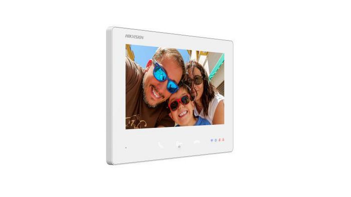Hikvision Monitor Interior WiFi 2 Wire HD con Pantalla Táctil 7" para Videoportero, Blanco