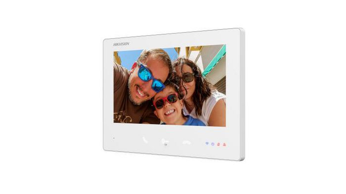 Hikvision Monitor Interior WiFi 2 Wire HD con Pantalla Táctil 7" para Videoportero, Blanco