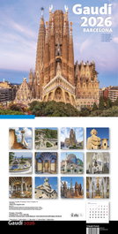 TRIANGLE POSTALS Calendario 2026 Pared 30x30 cm Gaudí-1 B (Sagrada Familia)