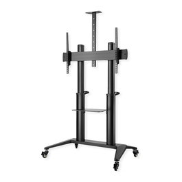 ROLINE Soporte carro TV multimedia con ruedas, para pantallas de 70 a 120 pulgadas (177.8 cm a 3.05 m), carga 140 kg, color negro