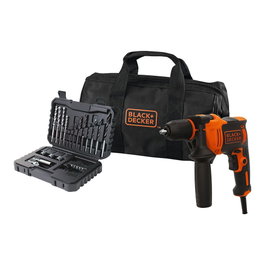 Black+Decker Taladro Percotor 710W, Ø13mm, Capacidad Hormigón/Acero 13mm y Madera 25mm, Incluye Kit 32 Accesorios en Maletín y Bolsa de Transporte, con Cable, 230V