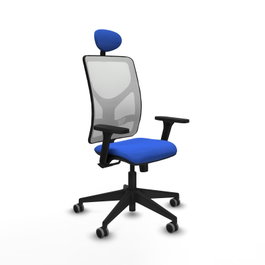 PIQUERAS Y CRESPO Silla de oficina Motilla Azul y Blanco con mecanismo Sincro y Brazos 3D