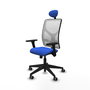 PIQUERAS Y CRESPO Silla de oficina Motilla Azul y Blanco con mecanismo Sincro y Brazos 3D