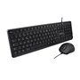 V7 CKU350ES Combo Teclado Español y Ratón USB, Teclado alámbrico perfil bajo silencioso 107 teclas con teclas F multimedia, Ratón óptico ambidiestro 2500 DPI - Negro