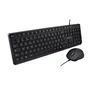 V7 CKU350ES Combo Teclado Español y Ratón USB, Teclado alámbrico perfil bajo silencioso 107 teclas con teclas F multimedia, Ratón óptico ambidiestro 2500 DPI - Negro
