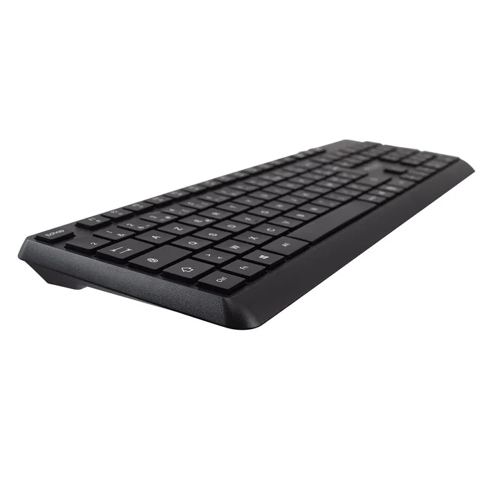 V7 CKU350ES Combo Teclado Español y Ratón USB, Teclado alámbrico perfil bajo silencioso 107 teclas con teclas F multimedia, Ratón óptico ambidiestro 2500 DPI - Negro