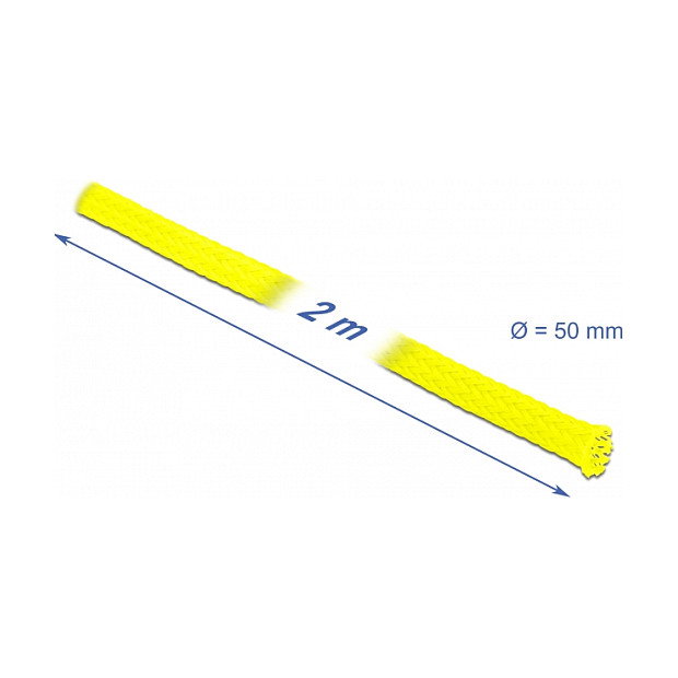 DeLOCK Funda trenzada estirable 2 m x 50 mm Amarillo