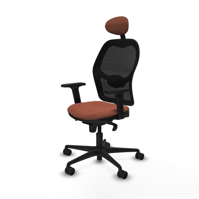 PIQUERAS Y CRESPO Silla de oficina Jorquera con mecanismo Sincro, Tela Marrón y Malla Negra PIQUERAS Y CRESPO Silla de oficina Jorquera con mecanismo Sincro, Tela Marrón y Malla Negra