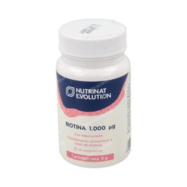 Nutrinat Evolution Biotina 1000 Sublingual 30 Comprimidos - Suplemento Vitamina B8 1000µg, Sabor Frutos Rojos, Vegano