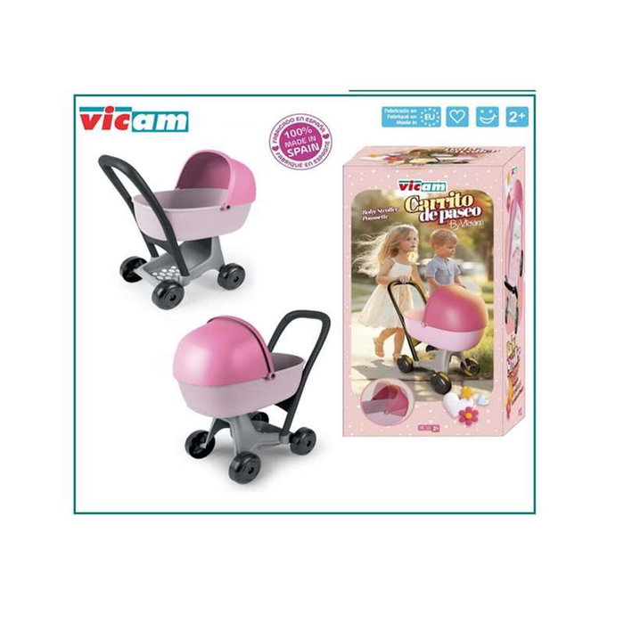 Vicam Carro de Paseo con capota móvil para muñeca o peluches