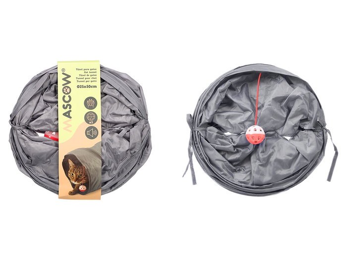 Mascow Túnel para Gato con Cascabel 25 cm x 50 cm x 25 cm (Set de 12)