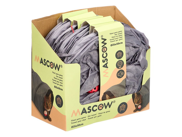 Mascow Túnel para Gato con Cascabel 25 cm x 50 cm x 25 cm (Set de 12)
