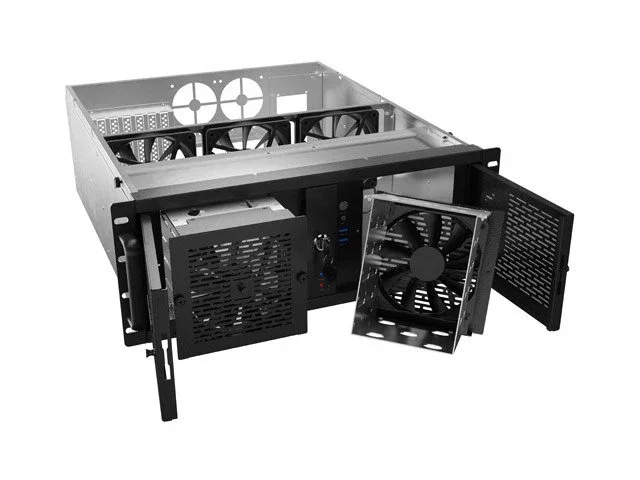 Lanberg SC01-5204-12B Caja Servidor Rack 19" 4U, ATX/SSI-EEB, 5 Ventiladores PWM, 13 Bahías, 2 USB 3.0, 520 mm Profundo, Bastidor Modular para Centro de Datos