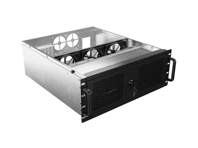 Lanberg SC01-5204-12B Caja Servidor Rack 19" 4U, ATX/SSI-EEB, 5 Ventiladores PWM, 13 Bahías, 2 USB 3.0, 520 mm Profundo, Bastidor Modular para Centro de Datos