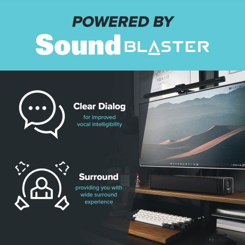 Creative Labs 51MF8410AA000 Altavoz Portatil Bluetooth Multimedia Under Monitor Soundbar 48W Negro