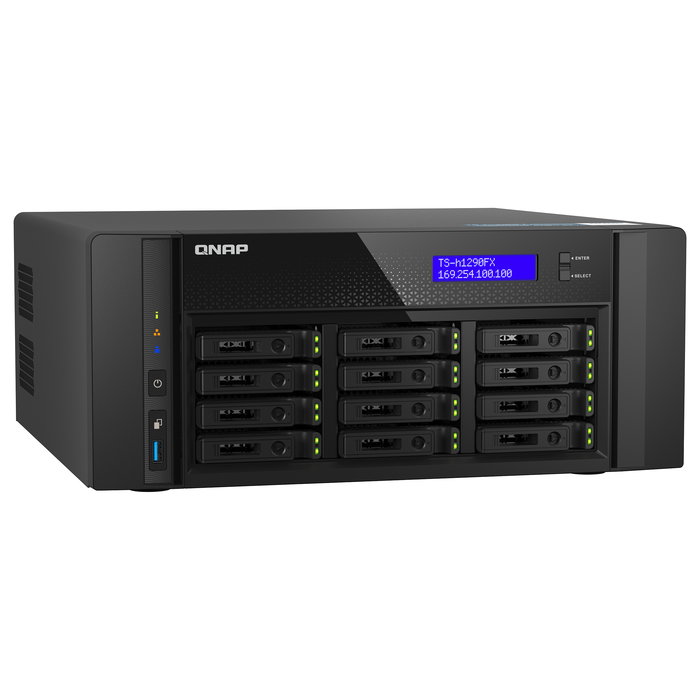QNAP TS-h1290FX-7302P-128G 12 Bay All-Flash NAS Torre, AMD EPYC 7302P 16-Core, 128GB DDR4 RAM, U.2 NVMe PCIe Gen4, QuTS hero