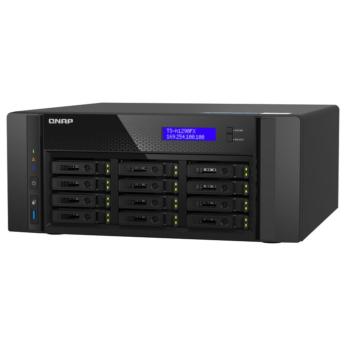 QNAP TS-h1290FX-7302P-128G 12 Bay All-Flash NAS Torre, AMD EPYC 7302P 16-Core, 128GB DDR4 RAM, U.2 NVMe PCIe Gen4, QuTS hero